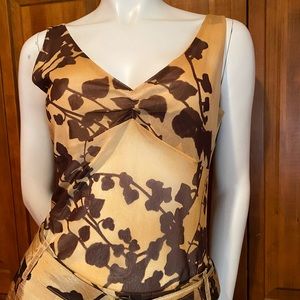 Rene Lezard Brown and Gold V-neck Top